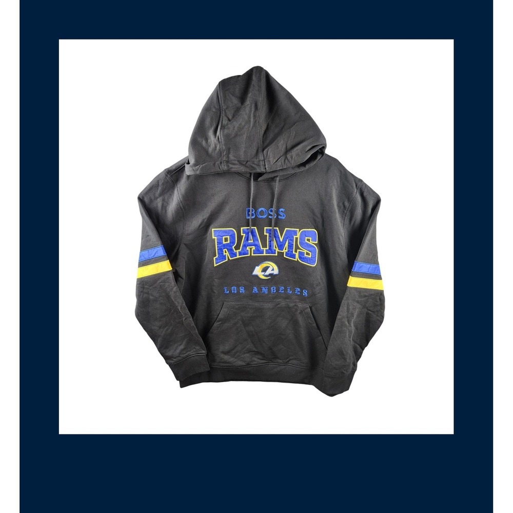 BOSS x NFL Los Angeles Rams Hoodie Black Pullover Logo Men's Size M - NWT - Picture 5 of 15